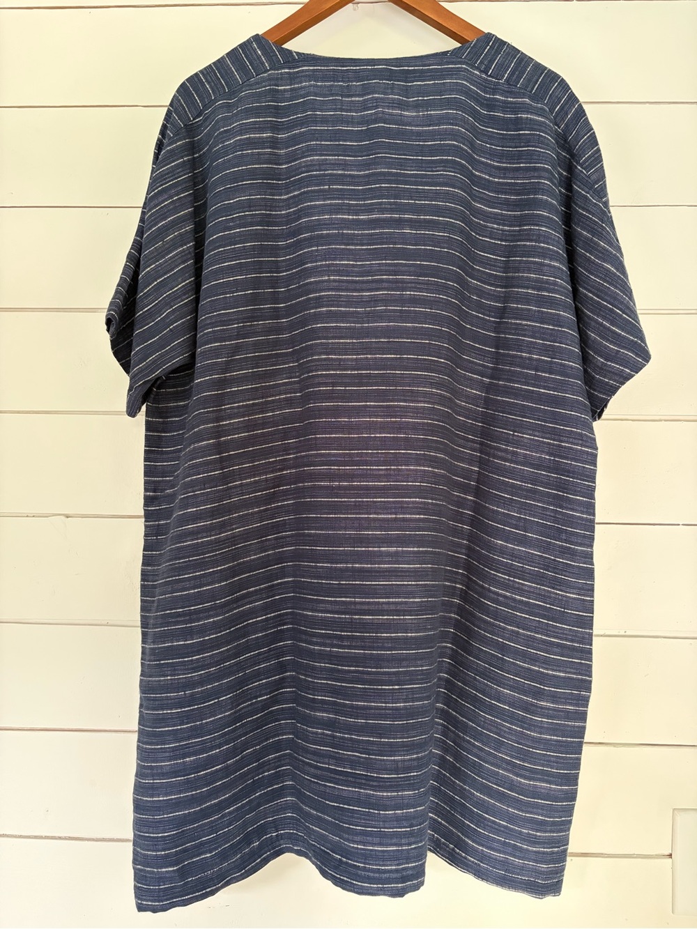 Eileen Fisher Scoop Neck Tunic Dress in Striped Graphite. Size: Medium - Picture 9 of 11
